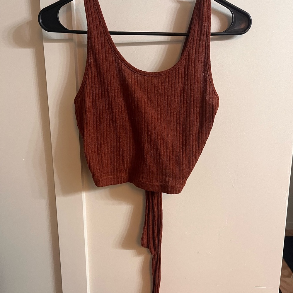 SHEIN Rust Ribbed Crop Top